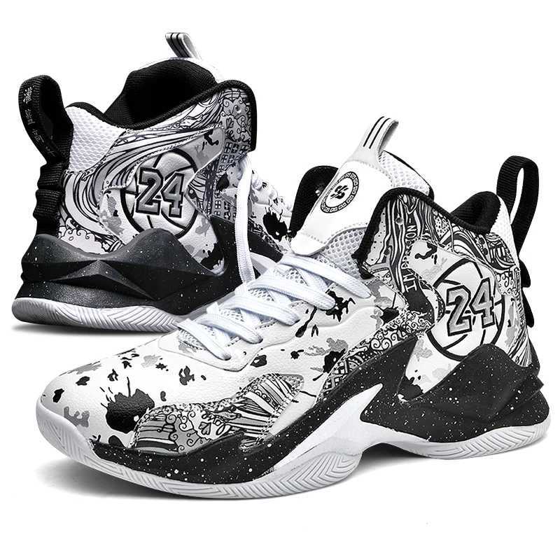 Mens Basketball Shoes Non-Slip Breathable Outdoor Shoes Fashion Graffiti Training Shoes W250529