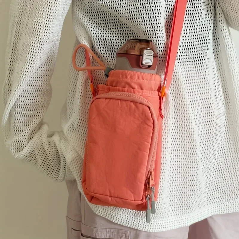 Nylon Crossbody Bag with Adjustable Strap Phone and Bottle Pocket | Zipper Closure Minimalist n Everyday Carry Bag 250528