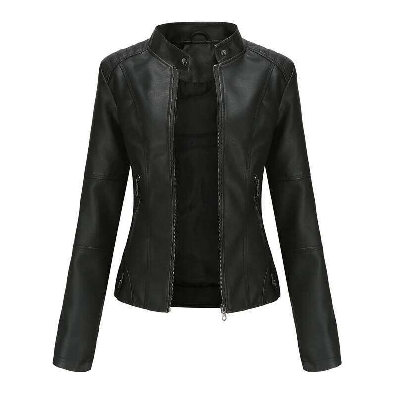 Spring Autumn Women PU Lady Leisure Zipper Motorcycle Coats Outdoor Girls Windbreaker Leather Jacket Clothing