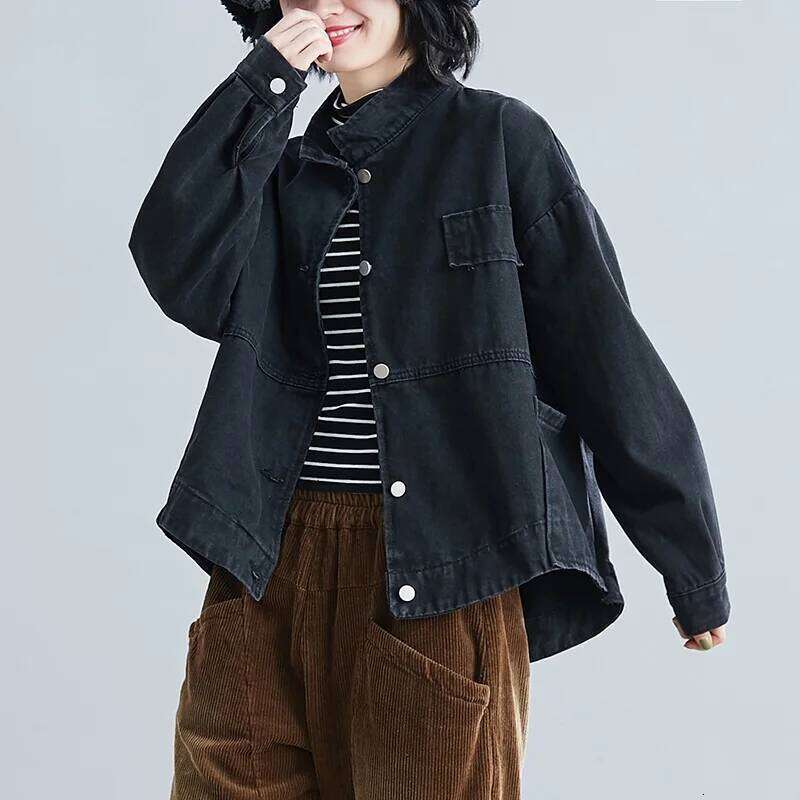 long sleeve jean jaket causal loose spring autumn denim Jacket Coat women Clothes Cardigan Outerwear