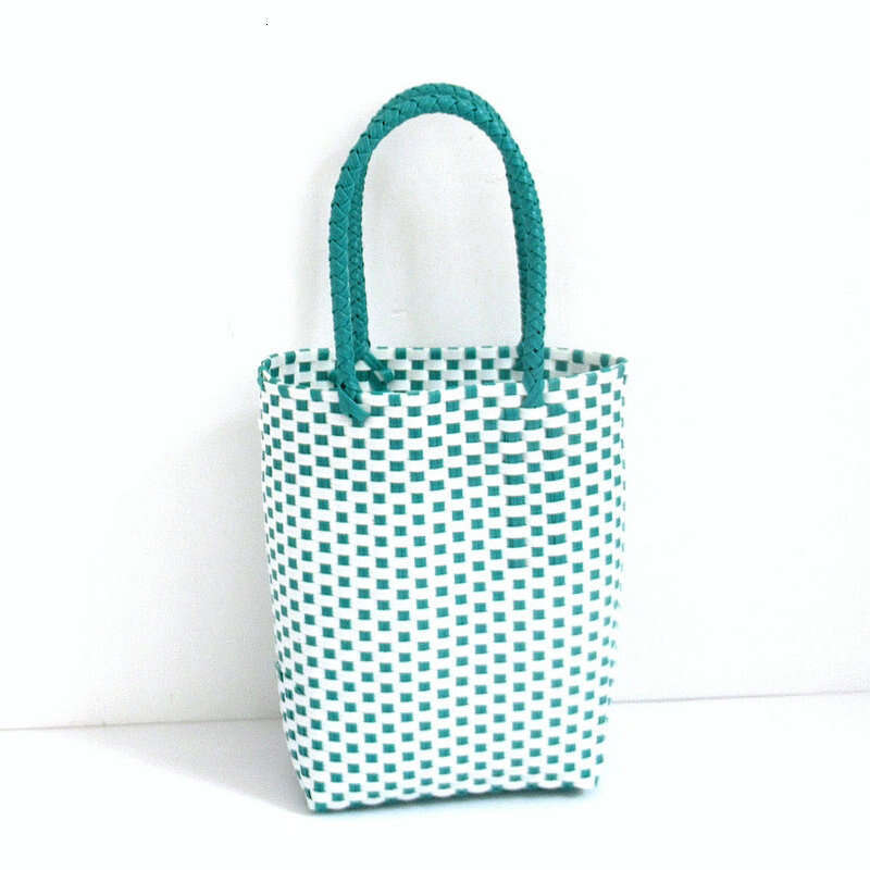 Plastic Thin Strip Woven Rectangular Small Color-Block Shopping Photo Summer Handbag Women's Bag