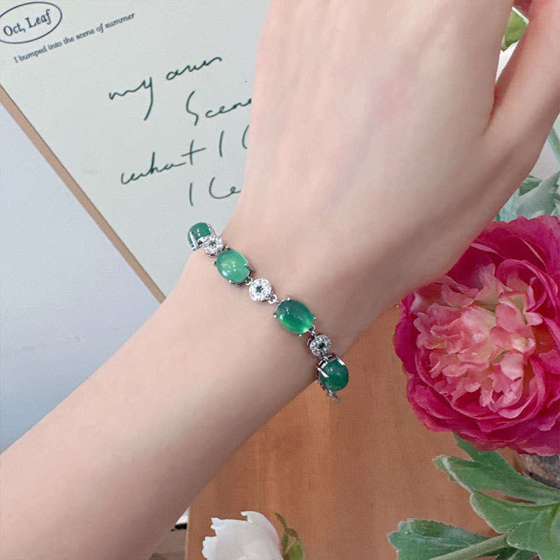 Chinese Style Bracelet New High Ice Jade Agate Inlaid with Zircon Stone Jewelry Light Hand Accessories