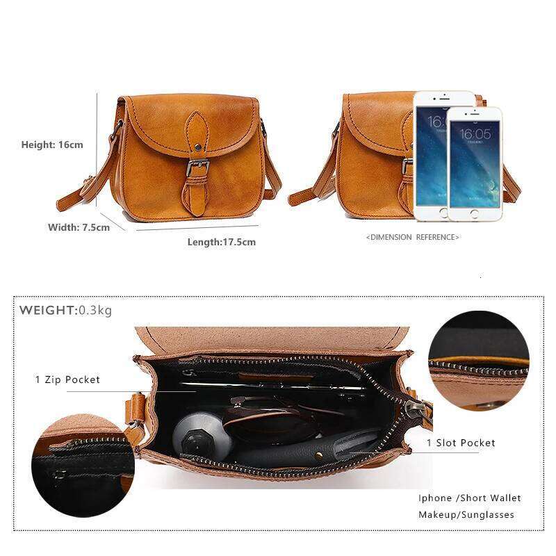 SC Vintage Genuine Crossbody Handbags For Women Buckle Flap Saddle Female Real Leather Casual Messenger Shoulder Bag