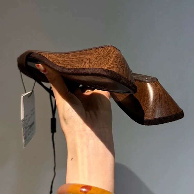 Sheepskin Version ~ Simple and Elegant Wood Grain Wedge Sandals Women, New 2025 Summer High Heel Slippers for Outdoor Wear