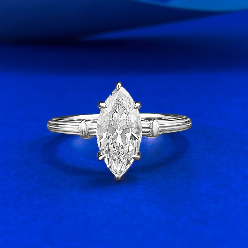 2025 Choucong Brand New Wedding Rings Vintage Jewelry Soild 100% 925 Sterling Silver Marquise Cut White Moissanite Eternity Women Engagement Band Ring