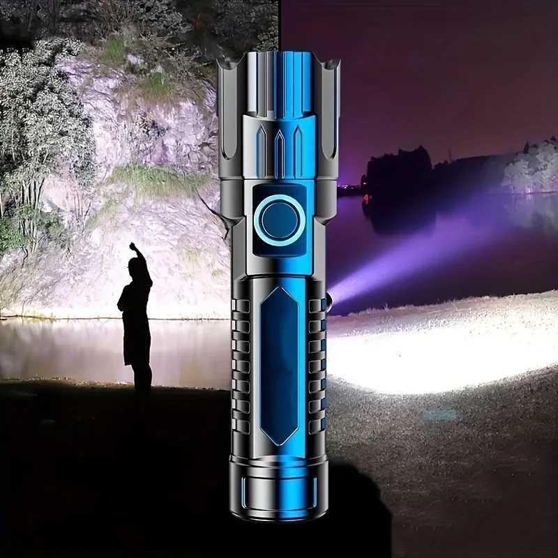 Super Bright 1000LM Rechargeable LED Flashlight Handheld Powerful Zoomable Waterproof Torch for Emergency CampingXJ250529