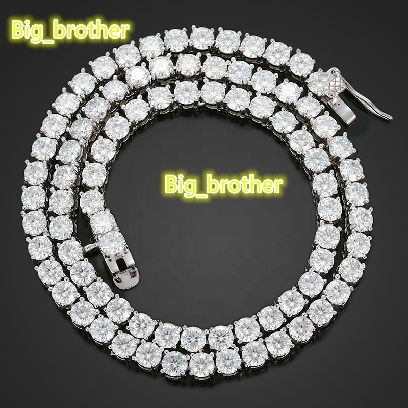 Hip Hop 2mm 3mm 4mm Moissanite Tennis Chain Unisex Yellow Gold Plated 925 Sterling Silver Tennis Bracelet VVS Moissanite Link