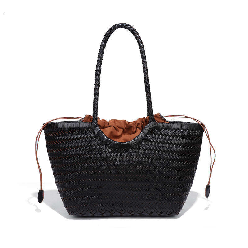 Tote Bag Handbag For Women Cowhide Single Shoulder Underarm Tote Genuine Leather Niche Woven Large Capacity Basket Mother Bag Shoulder Bag Braided Han