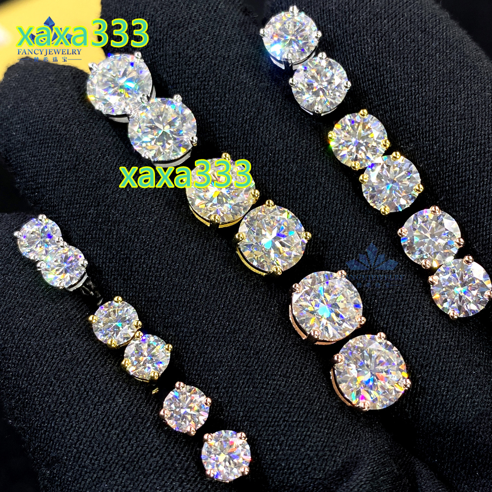Pass Diamond Tester 925 Moissanite Stud Earrings Push Back Stud Moissanite Earring Gold Solid 5mm 6.5mm 8mm Silver Jewelry Round