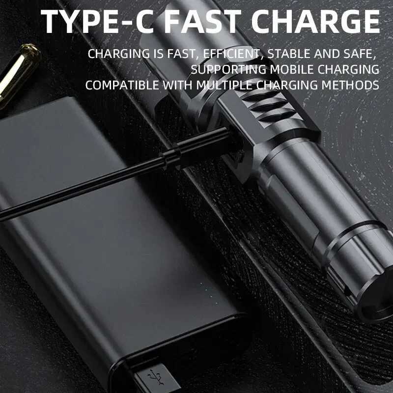 10000LM High Power LED Flashlight Long-range USB C Rechargeable Flashlight Power Display Zoom Lantern For Outdoor Camping Torch XJ250529