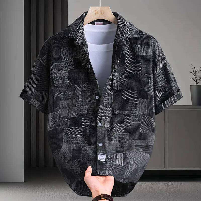 Women's Wear Summer Men's Short Sleeve Shirt Men Casual And Fashionable Grid Pattern Shirts Man Thin Beach Top Seaside Clothes