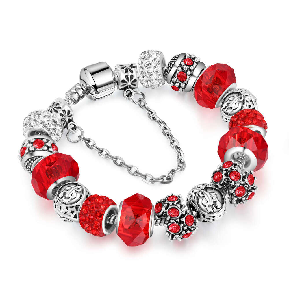 Hot Selling 12 Constellation Crystal Glass Alloy Large Hole Bead Bracelets Trendy Jewelry