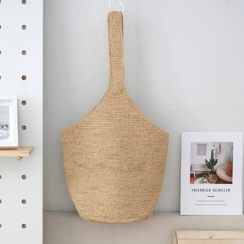 Big Capacity Raffia Straw Seaside Holiday Travel Beach Bags Women Tropical Leather Hangbag Crochet Large Totebag Reticule Chic