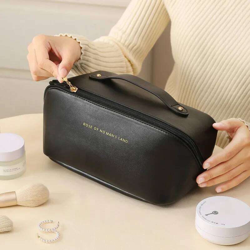 Advanced Multi Functional PU Leather Portable Travel Lightweight Wash Handheld Pillow Makeup Storage Bag