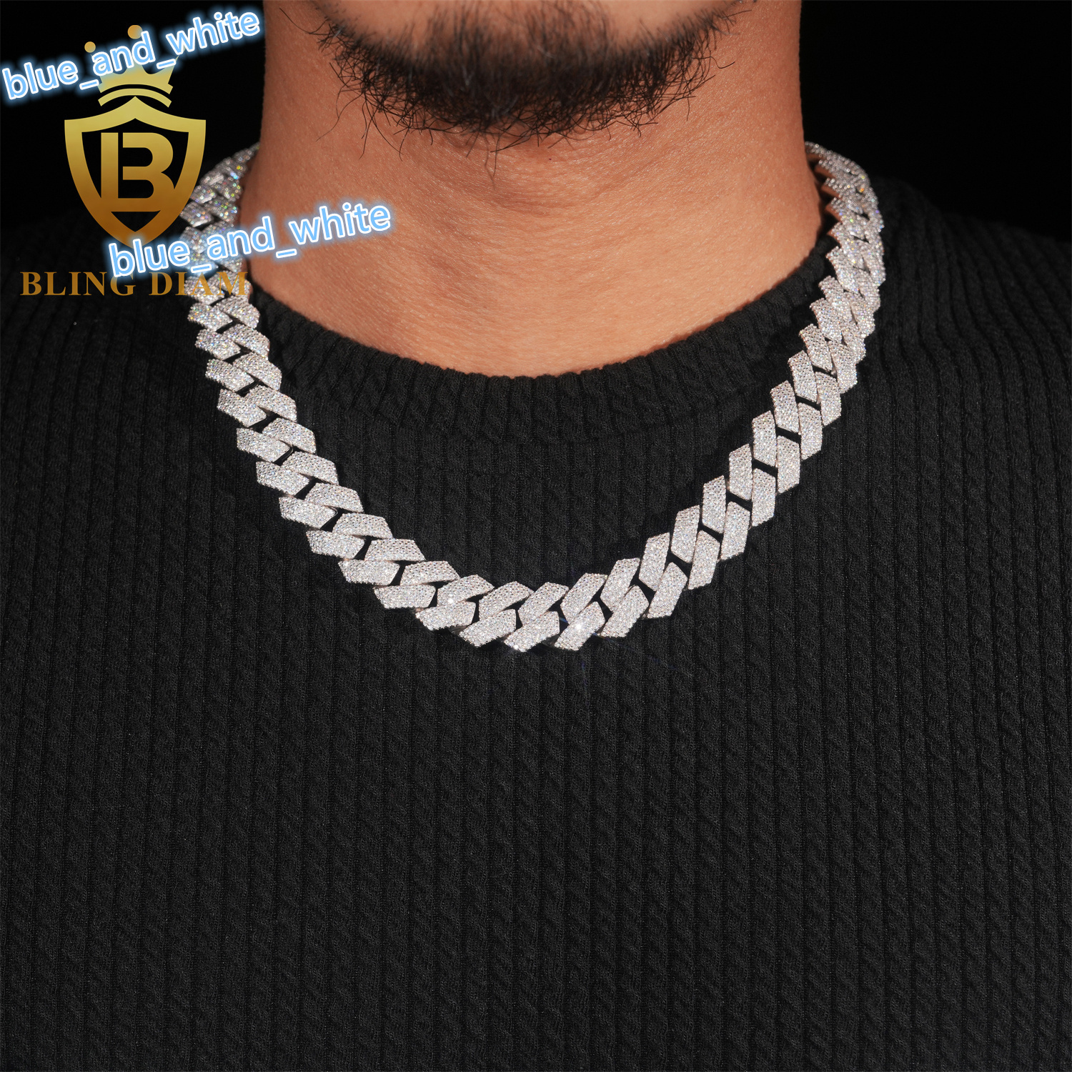 4Rows 15mm Hip Hop Jewelry Cuban Llink Chain 925 Silver Moissanite Cuban Link Chain Bracelet Pass Diamond Tester