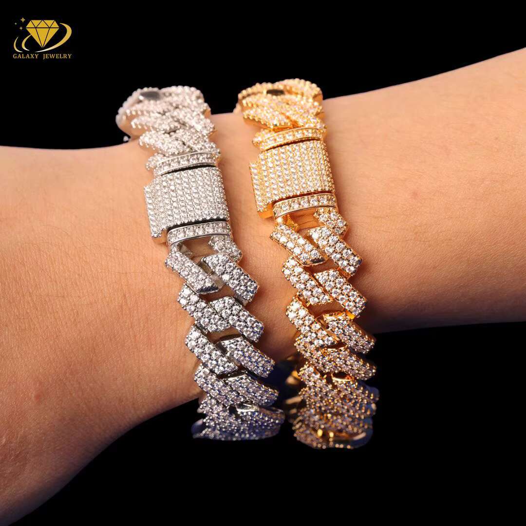 Wholesale 6mm 8mm 10mm 12mm 14mm Hip Hop Vvs Diamond Necklace Bracelet Pass Diamond Tester 925 Silver Cuban Moissanite Chain