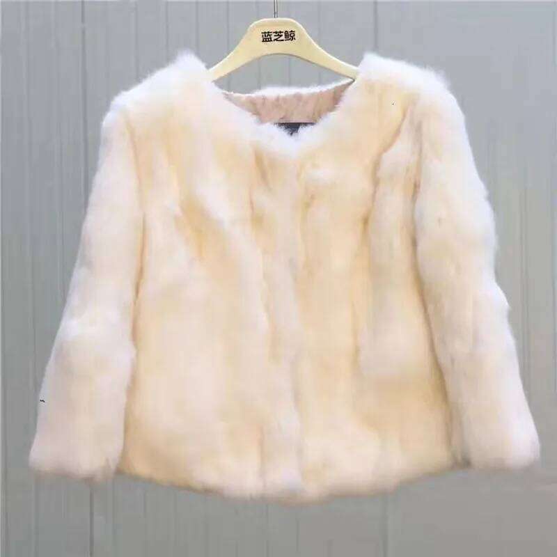 Real Rabbit Fur Coat for Women, Three Quarter Short Jacket, Female Loose Thicken Warm Clothes, High Quality, New, Winter, 2022