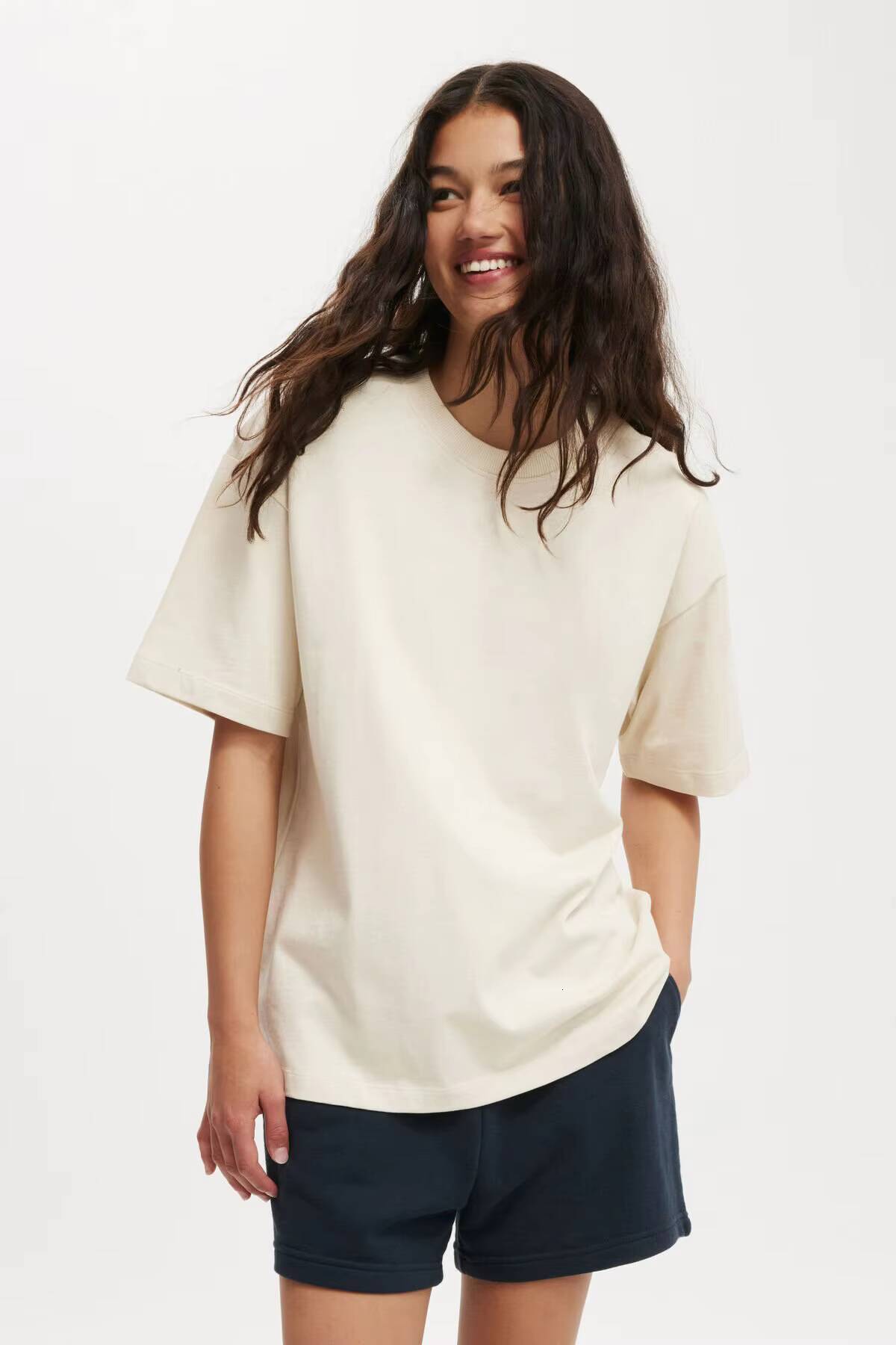 Logo Colorful Oversized Loose Comfortable Pure Cotton Short Sleeve O-Neck Top Women's T-Shirt