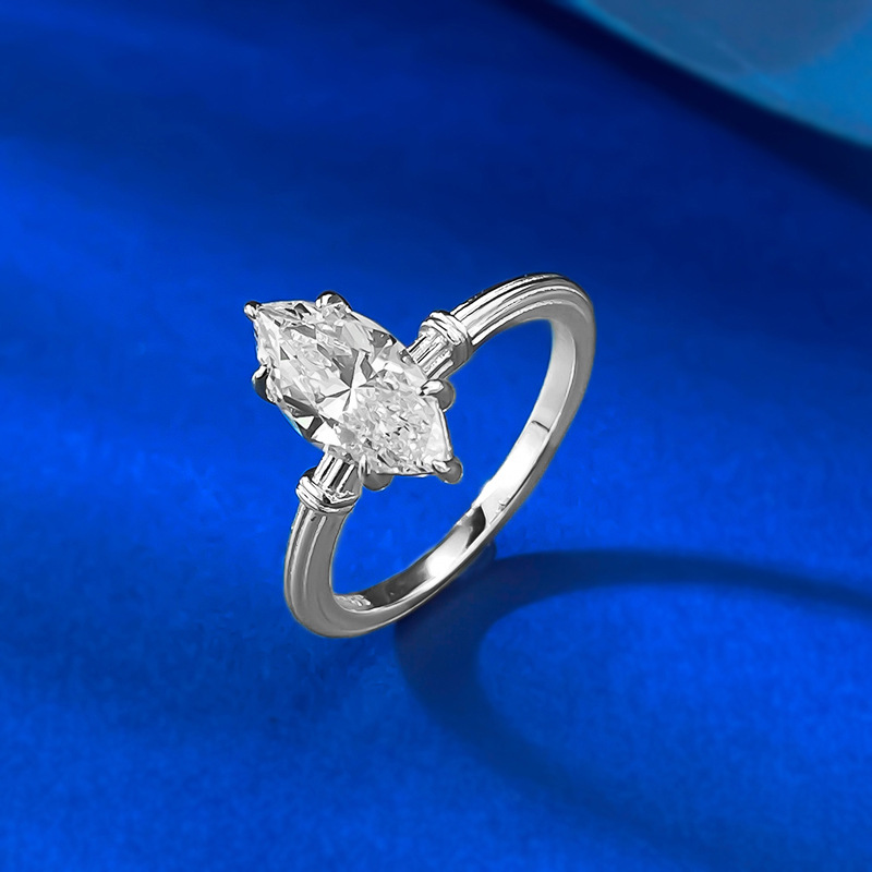 2025 Choucong Brand New Wedding Rings Vintage Jewelry Soild 100% 925 Sterling Silver Marquise Cut White Moissanite Eternity Women Engagement Band Ring