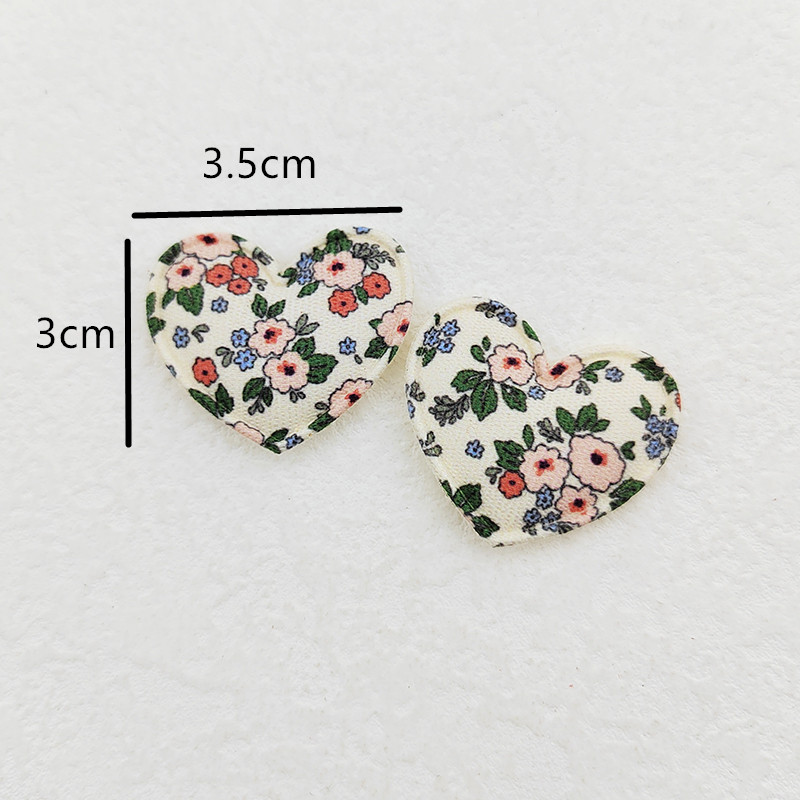 Fabric Heart Padded Appliques for Clothes, Hat Sewing Supplies, DIY Headwear, Hair Clip, Bow Decor Patches, 3.5x3cm, 100Pcs