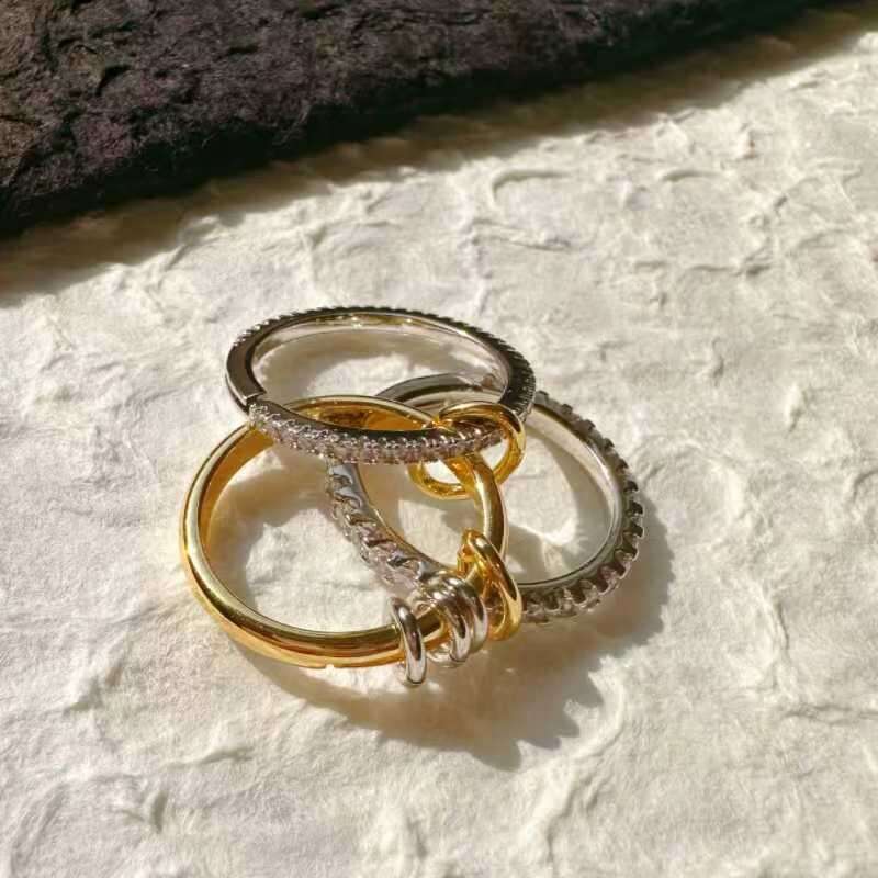 Korean Style Fashion Four-Piece Set Full Diamond Mirror Ring Ins Internet Celebrity Trendy Jewelry for Women