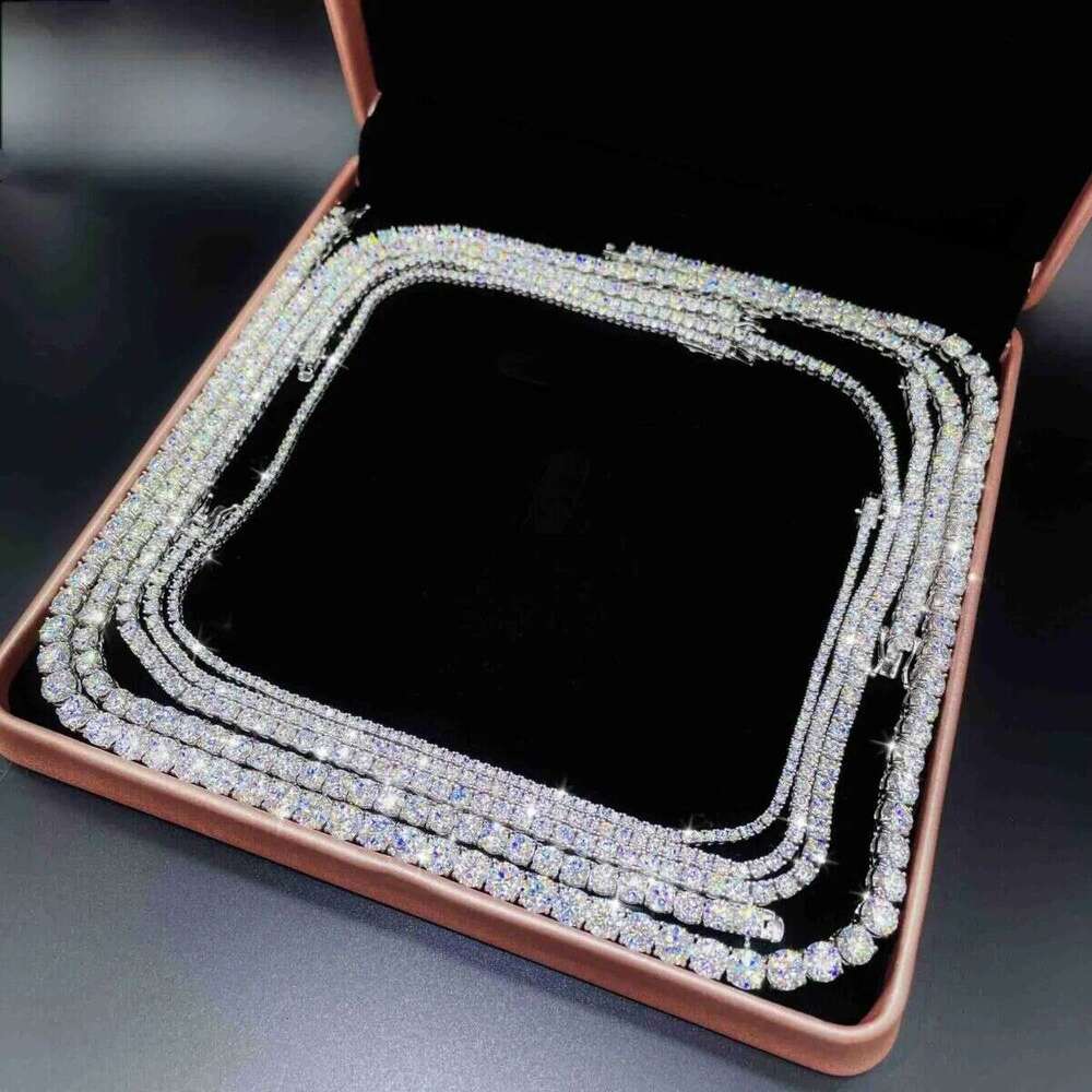 Real Tennis Style Necklace: White Gold Plated Chain with 3-5mm Simulated Dias, Elegant Fine Jewelry for Men and Women
