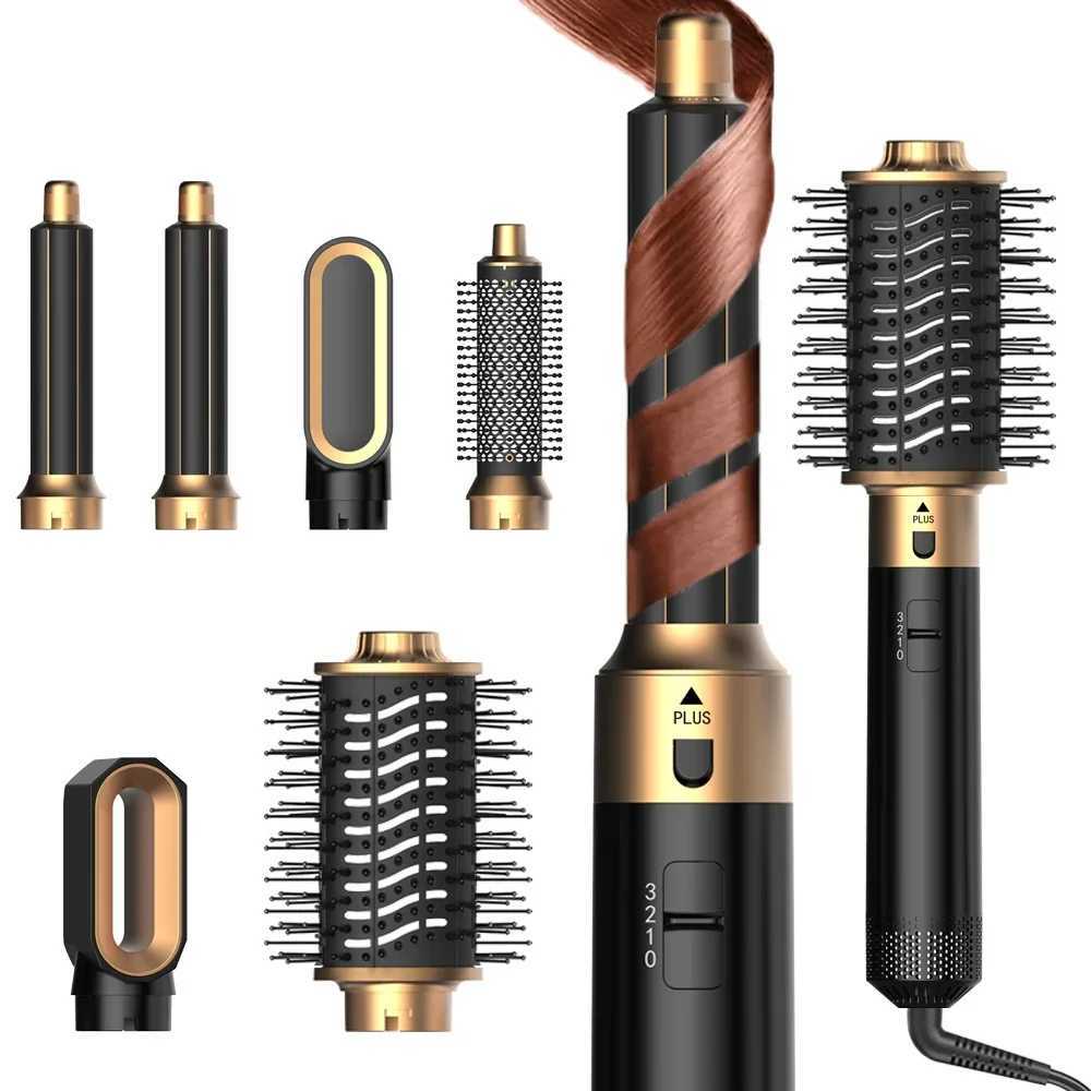 6 in 1 Ionic Hair Dryer Brush Adjustable Temperature Curler Straightener Hot Air Styling Tool for Women UseXJ250528