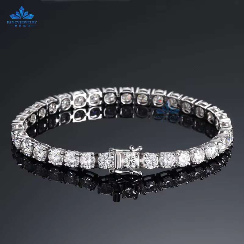 Real Gold Jewelry Au585 Tennis Chain Bracelet Lab Grown Diamond VS1 Excellent 2mm 3mm 4mm 5mm Prong Setting Classic Style