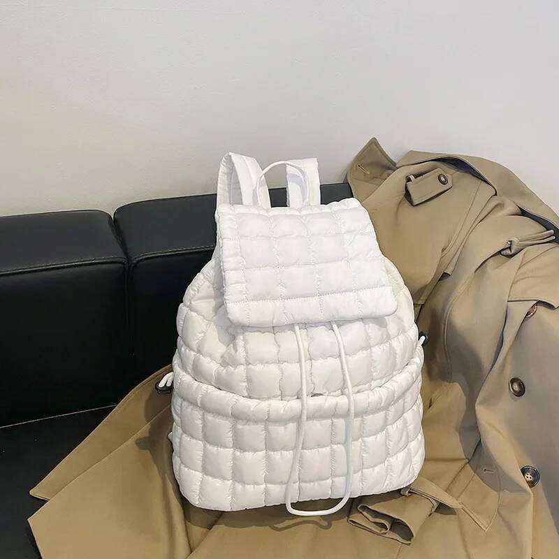 Women's Bags Designer Candy Color Quilted Backpack Puffy Down Padded School Large Cotton Travel Back Pack Bags For Women Plaids Shoulder Bag