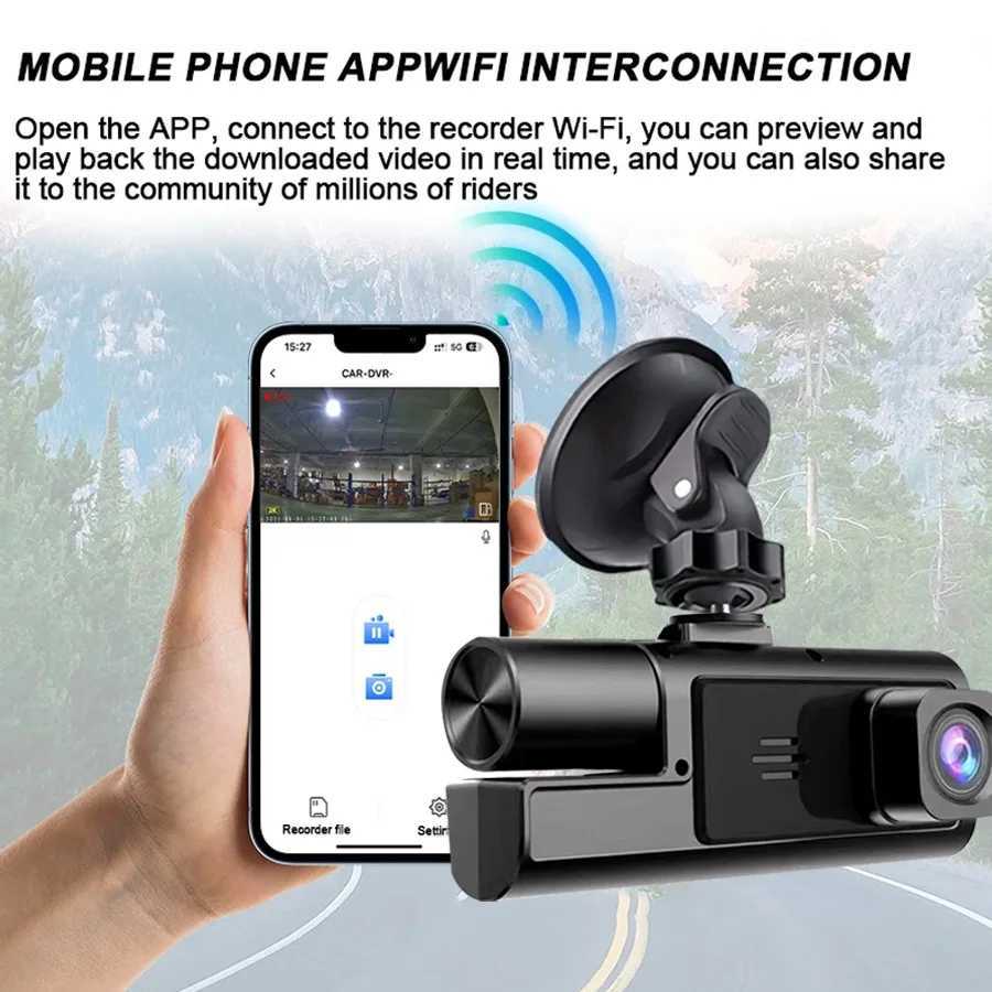 Car dvr 3-channel HD 1080p Car dvr WIFI Car dvr front and rear vision camera night vision black box Auto parts car recorder. R250529