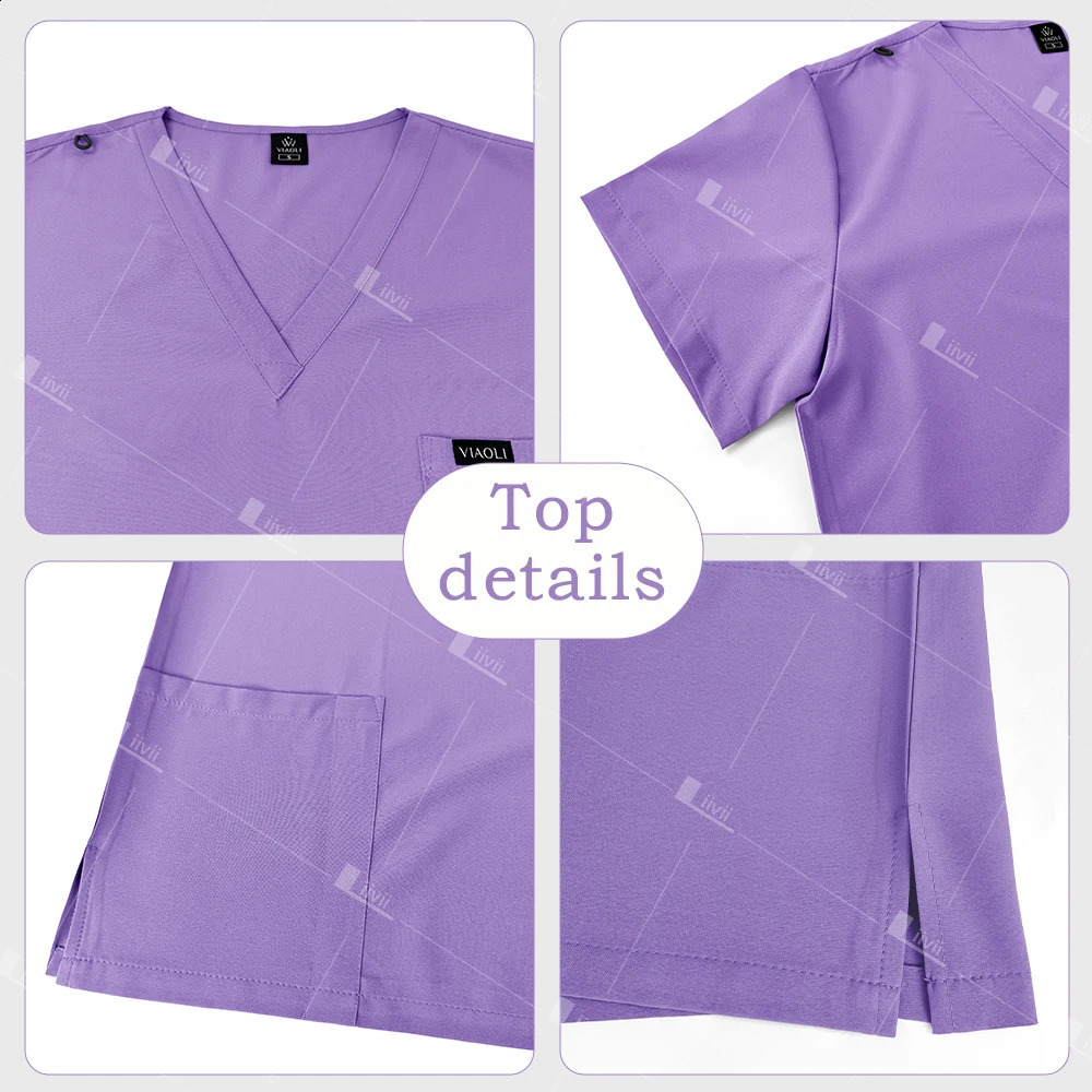 Fashion Uniforms Scrub Set Doctor Nurse Clinical Workwear Nursing Suit Beauty Spa Work Clothes Scrubs Top Pants 250515