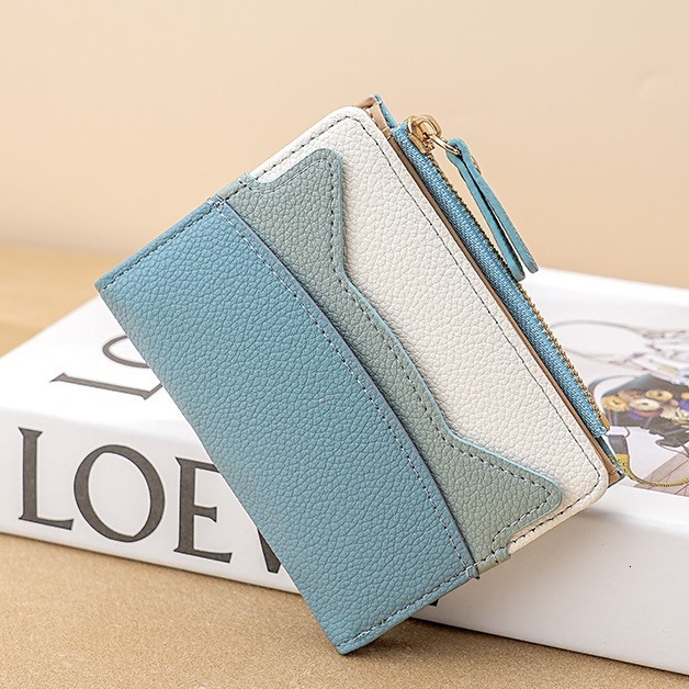 Card Holder Unisex Travel Minimalist Canvas Mini Zipper White Cash Compartment Long Coin Purse