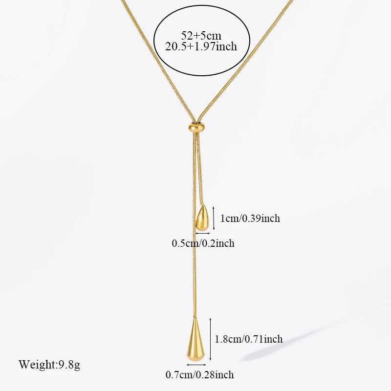GANEMLY 316L Stainless Steel Gold Color Teardrop Tassel Necklace Earrings Set For Women Fashion Waterproof Jewelry Set Lady Gift Z250607