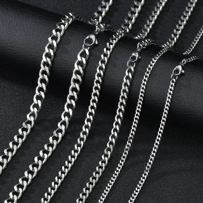 Basic Punk Stainless Steel 357mm Curb Cuban Necklaces For Men Women Black Gold Color Link Chain Chokers Solid Metal Jewelry 250519