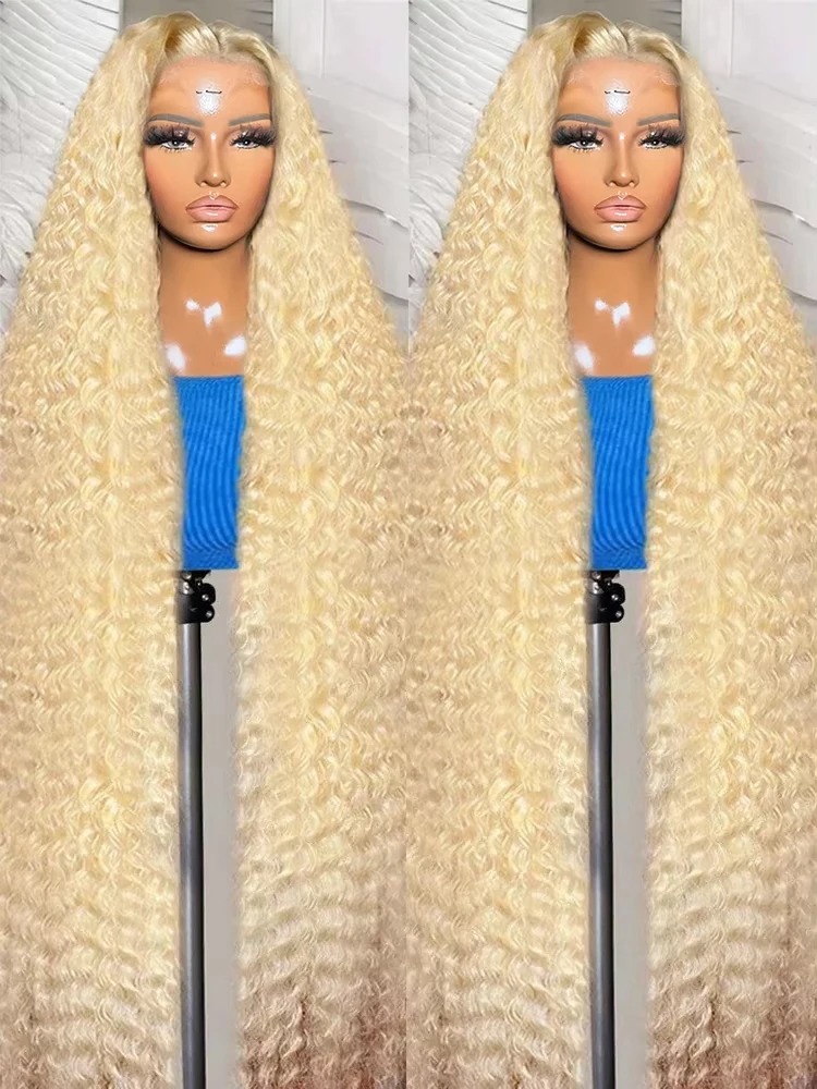 30 Inch 13x6 Transparent HD 613 Honey Blonde Deep Wave Lace Frontal Wigs Brazilian 13x4 Curly Colored Lace Front Human Hair Synthetic Wigs