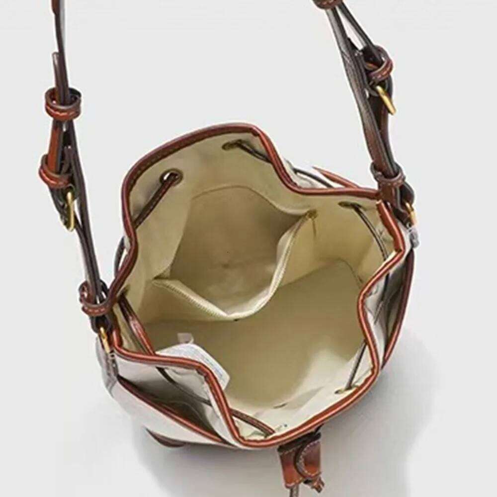 Women's Bags Designer Fashion Canvas Bucket Bag Designer Drawstring Handbags PU Patchwork Shoulder Crossbody Bags For Women New Purses