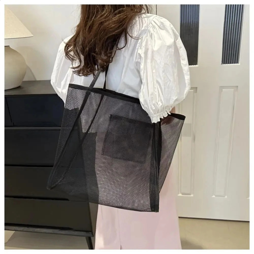 Portable Summer Hollow Tote Bag Swimming Leisure Net Shoulder Beach Largecapacity Shopping Outdoor 250528