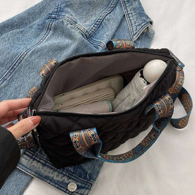 Designer Brand Lingge Quilted Padded Large Tote Nylon Women Handbags Design Shoulder Crossbody Bags Shopper Bag
