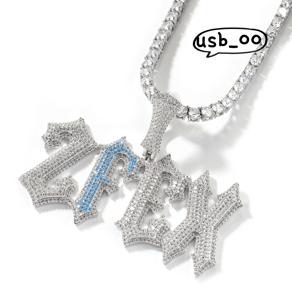 Hip-hop custom color full diamond Quality Styles Pendant Silver Moissanite Pendant Necklace For Men Hip Hop Jewelry Gifts