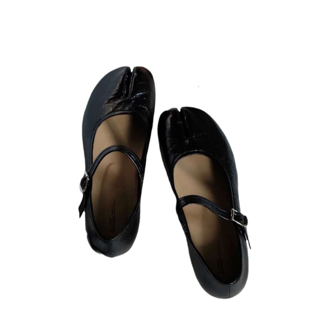 Genuine Leather Niche Pig Trotter Split Toe Flat Mary Jane for Women Summer Autumn Versatile Shallow Ballet Shoes