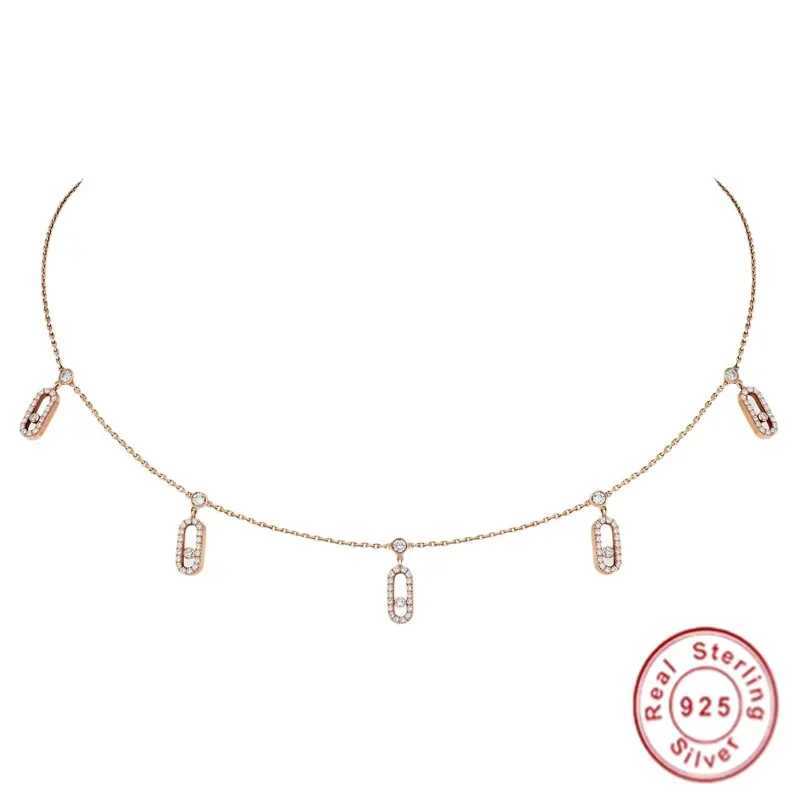 Elegant Original UNO PAV DROP PENDANT CHOKER Necklace Sterling Silver 925 Necklace Original Luxury Brand Holiday BirtHDay Z250526