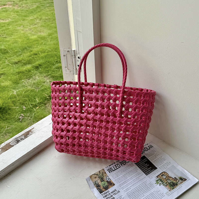 Ins Style Handmade Woven Tote French Basket Large Capacity Handbag Beach Vacation Bag B5