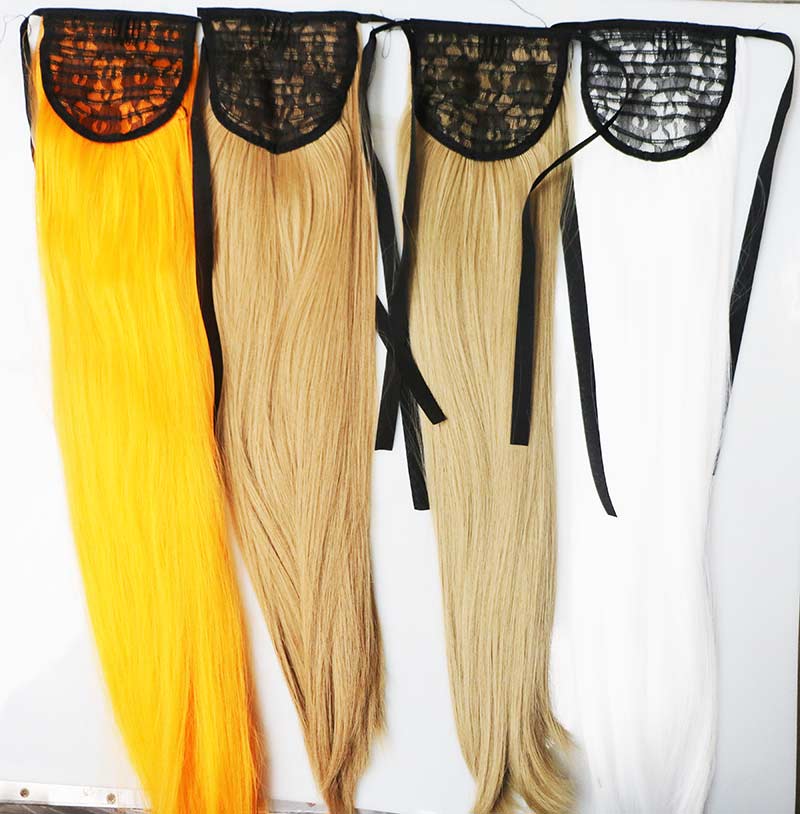 Single color straight hair chemical fiber bandage ponytail extension high temperature silk hair extension factory wholesale hair accessories