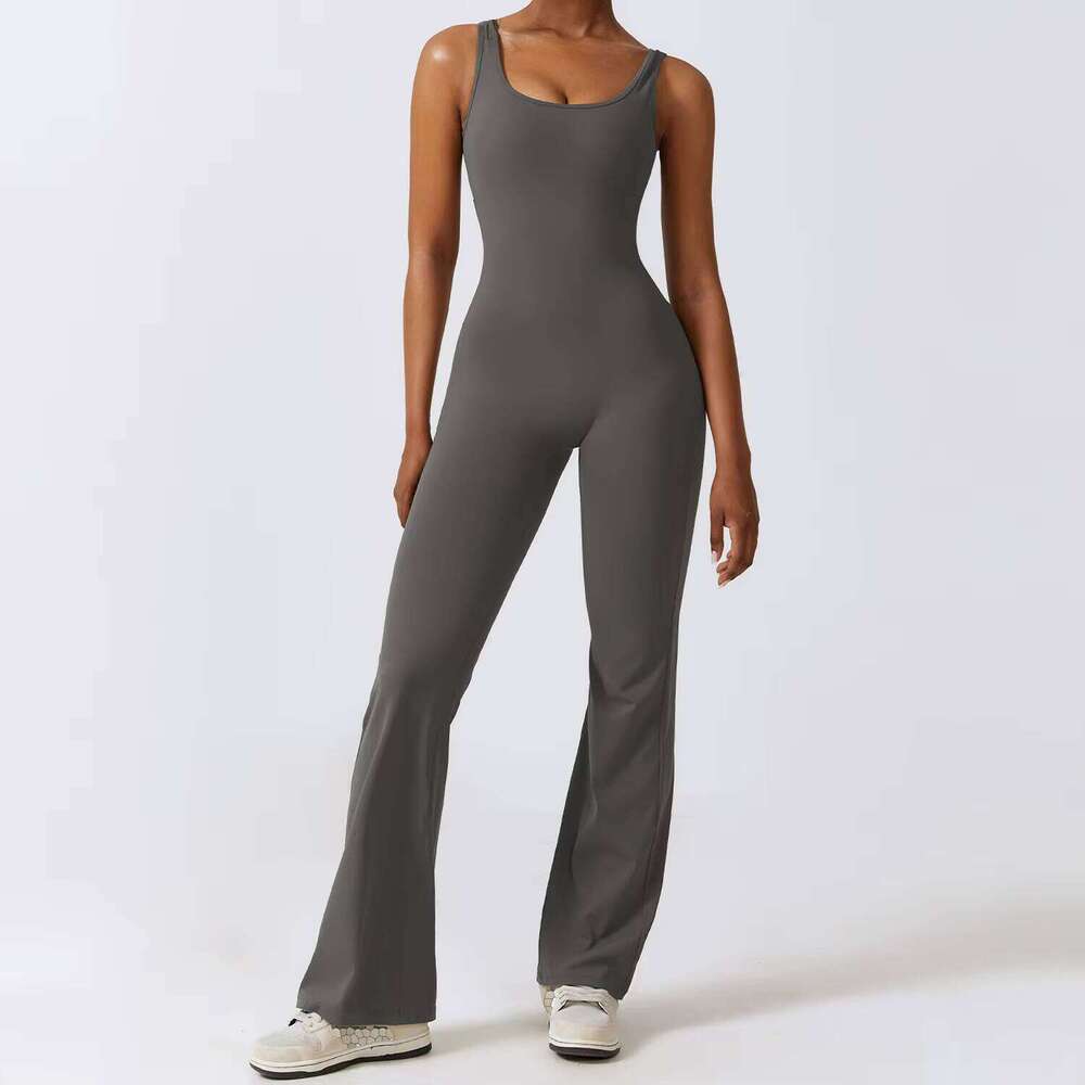 Hollow Out Beauty Back Women Tight Peach Butt Running Fitness Yoga Bodysuit Jumpsuit