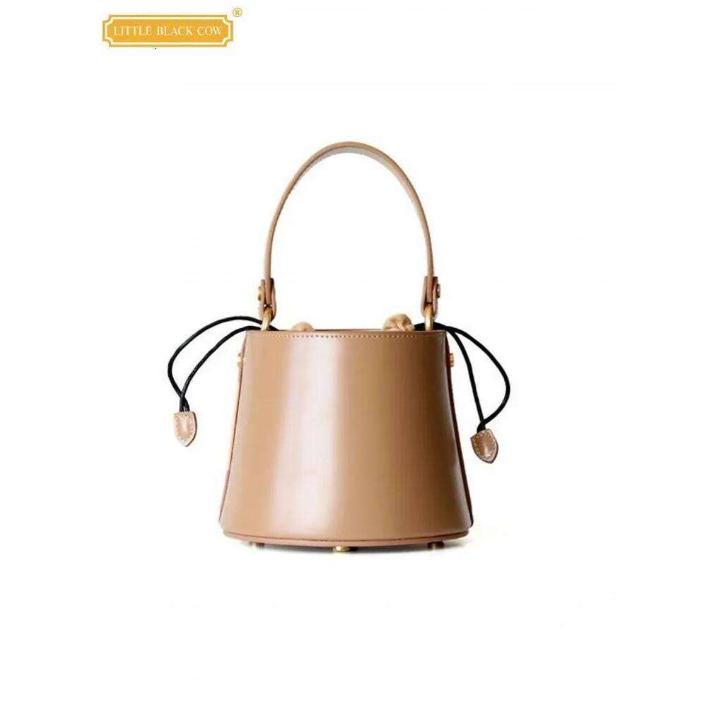 Office Women Solid color Single Shoulder Bucket Versatile Multi Functional Genuine Leather Crossbody Bag Designer Handbag