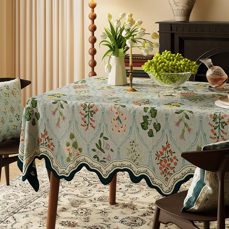 A630 new Chinese style table cloth waterproof and oil-proof washable coffee table cloth living room restaurant rectangular light luxury high-end table