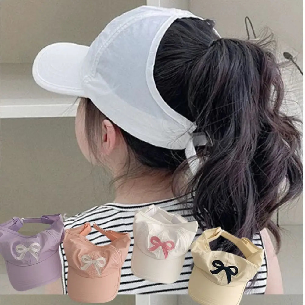 Sweet Bow Print High Ponytail Girls Hat Sun Hats Baseball Caps Adjustable Travel Caps Baby Children Peaked Caps Hat Visor Cap 250527