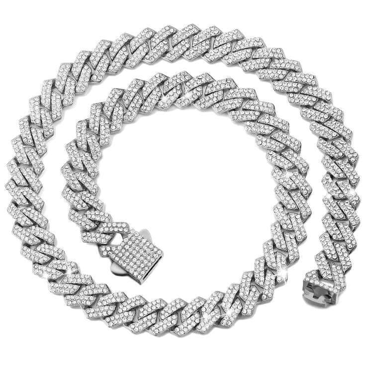Mens Hip Hop Rapper Style Moissanite Diamond Cuban Link Necklace Fashionable Hip Hop Rapper Style Necklace for Men