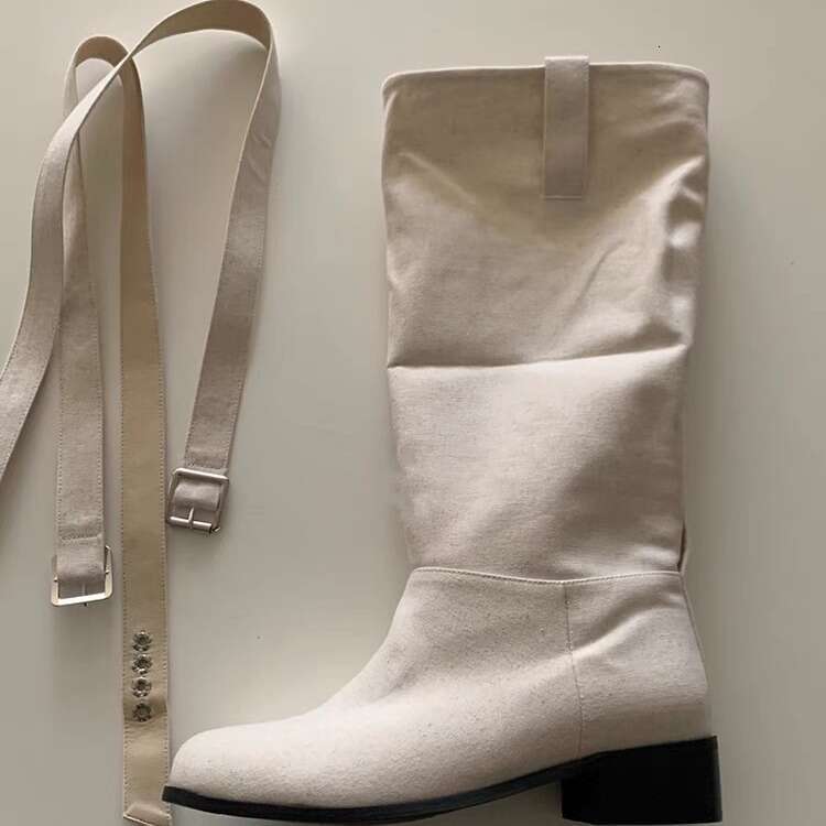 Korean Style Niche Design Turn-up Multiple Wear Fashion Fabric Surface Long Pants Tube Women 2024 Autumn Winter Short Boots