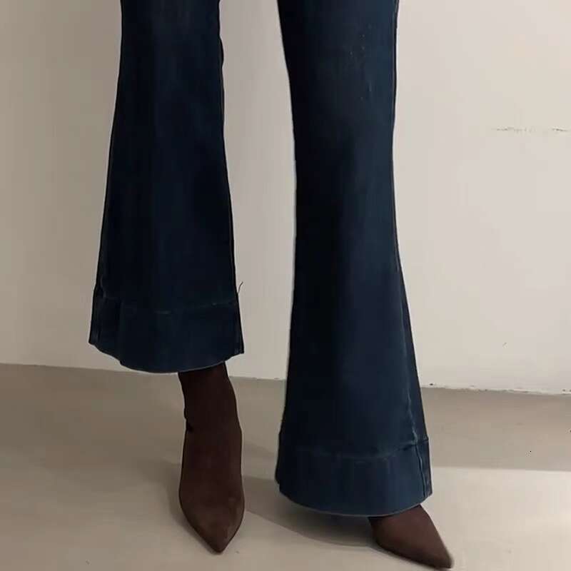 Korean Style Suede Thin Mid Heel Pointed Toe Slimming Short Women 2024 Autumn Winter Height Increasing Martin Denim Boots
